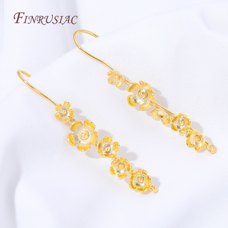 Flower Supply - 18K Gold Plated Flower Earrings Hooks,Vintage