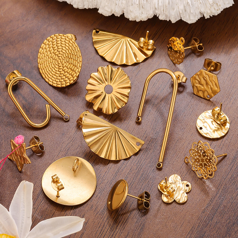 Flower Supply - 10pcs Stainless Steel Earrings 18K Gold